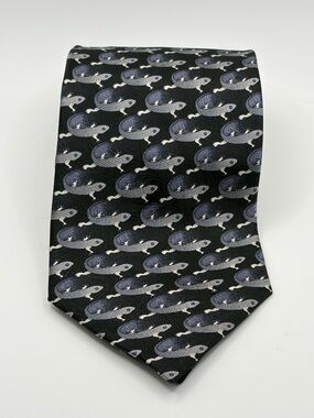 Nature Conservancy Gecko Tie 100% Silk Flying Gecko Animal Novelty Black